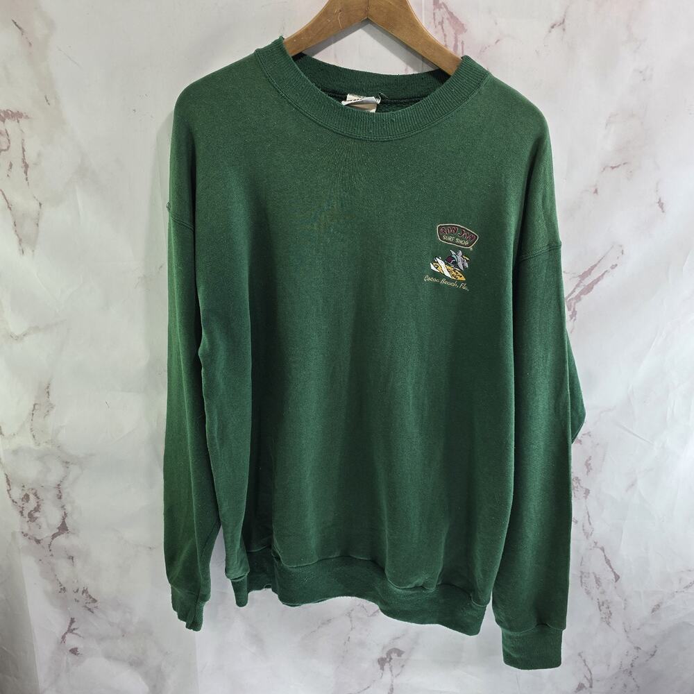 Ron Jon Surf Shop Sweatshirt Mens Large Green 90s Cocoa Beach Florida